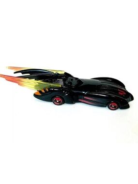 Vintage 1997 Batman Batmobile Model Diecast Toy Car Black Flames DC Comics 5 in